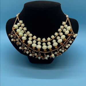 #P81. Chico's Gold and Green Beaded Necklace